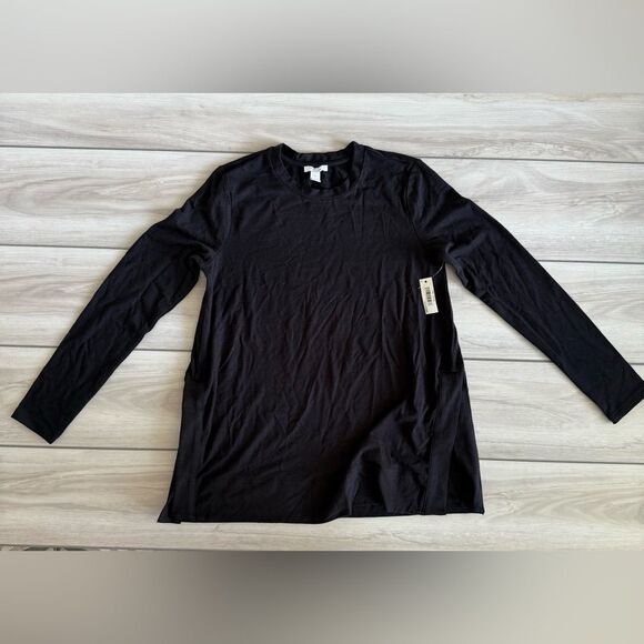 Daily Ritual Long-Sleeve Tunic Sweater with Side Slits Black M NWT - Picture 3 of 6